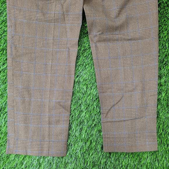 Vintage 80s MOD Polyester Check Pants 32x27 Textured Brown - Picture 12 of 16